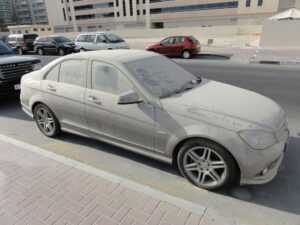 A very dusty car in Dubai