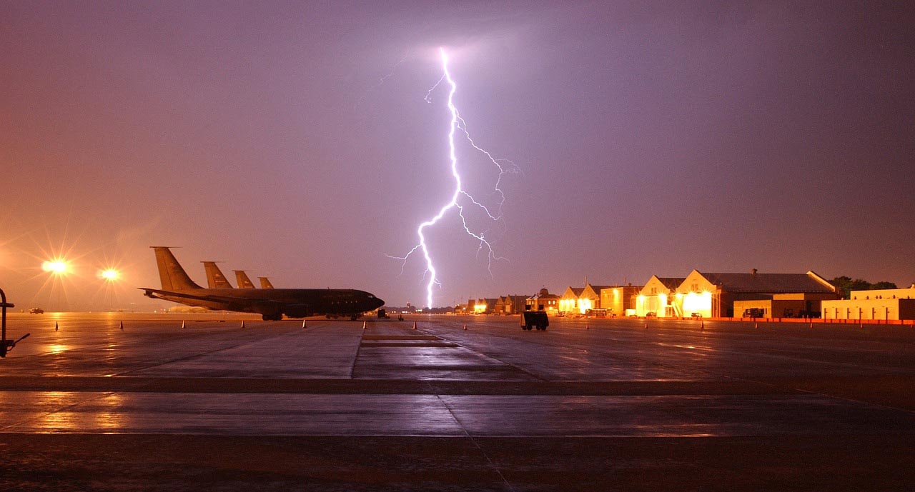Airplane struck by lightning