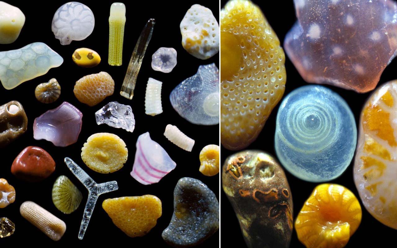 Sand magnified 300 times, microscope