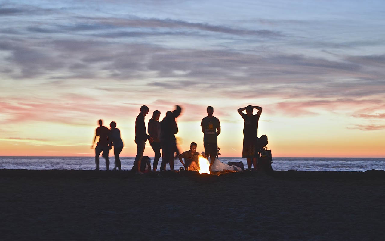 friends, social circle, facts, life, people, beach, camp fire